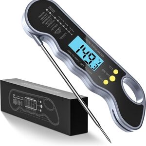 Digital Cooking Thermometer with LCD Display - Black